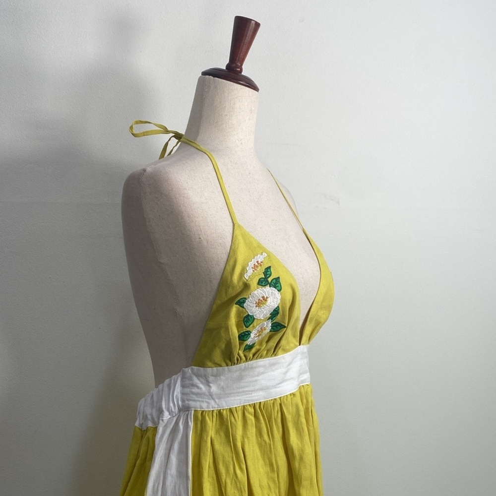 Fanm Mon Halter Linen Dress Medium Floral Embroidered NWT - Picture 5 of 14